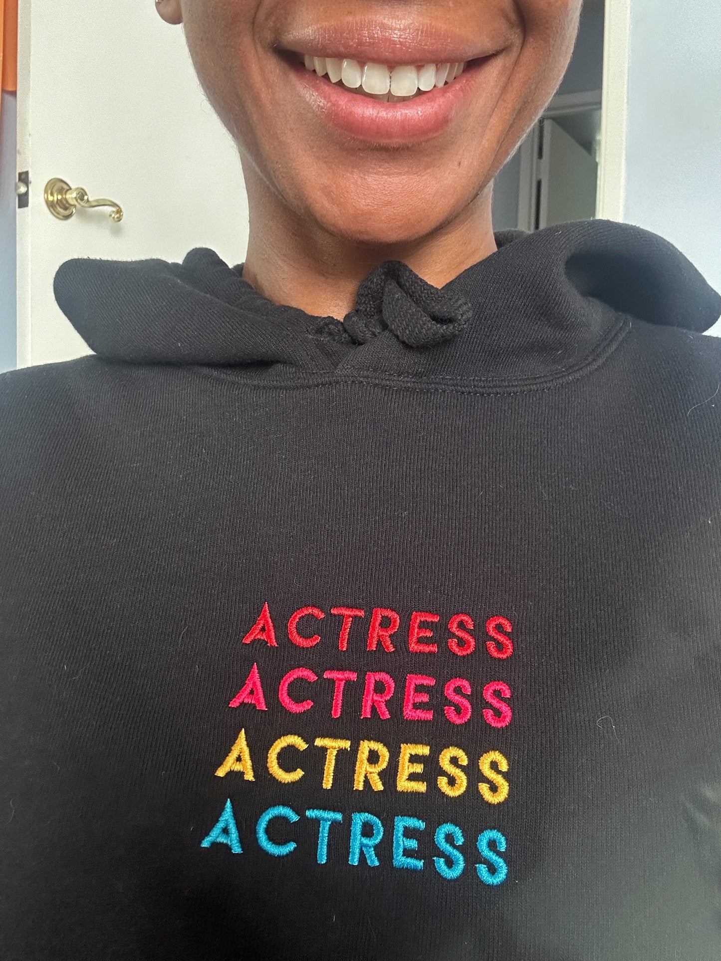 Actress - Colorful Embroidered Crop Top Hoodie