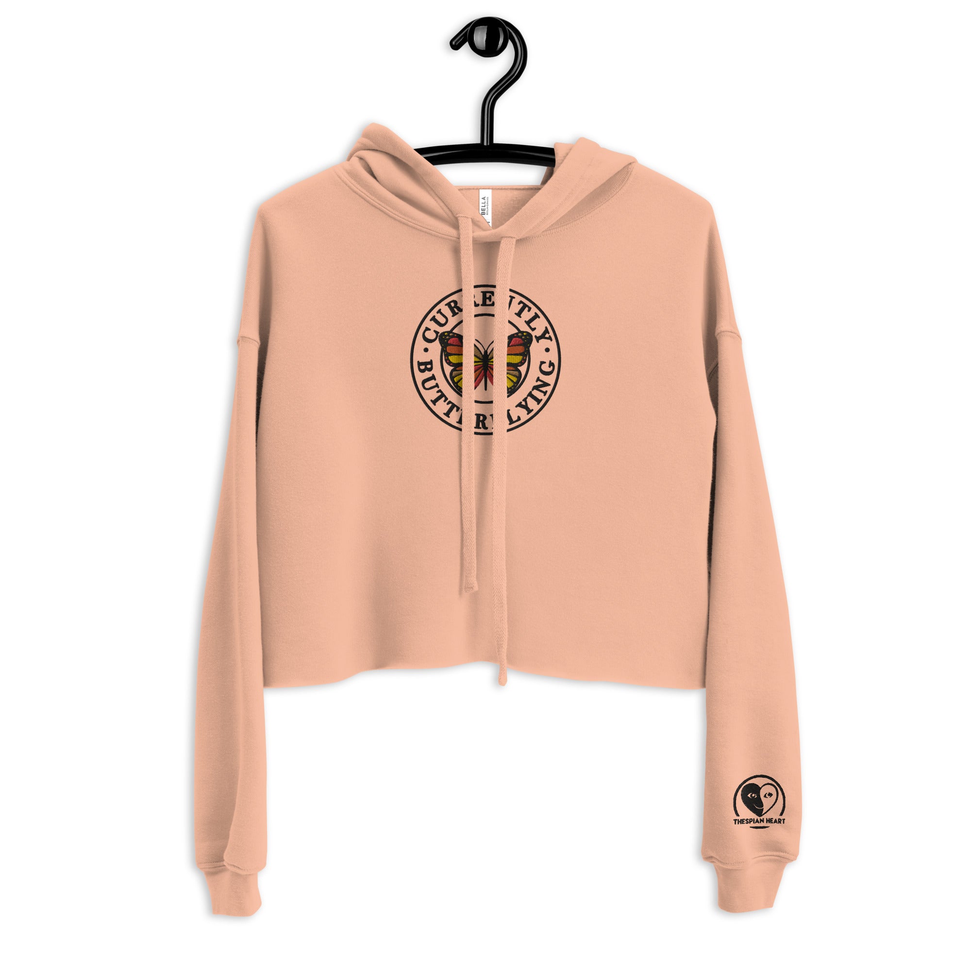 Currently Butterflying - Embroidered Crop Top Hoodie