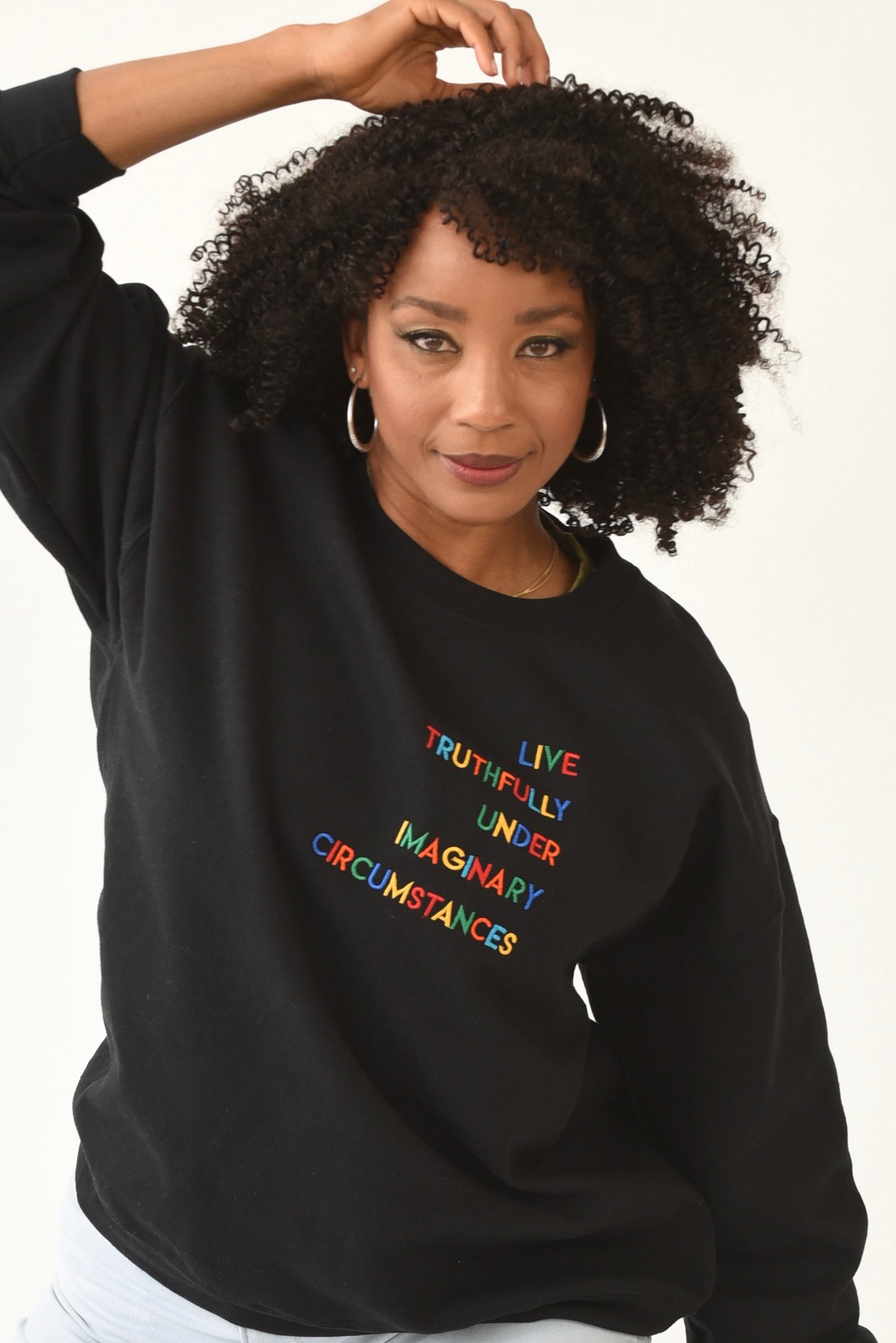 Live Truthfully Colorful - Embroidered Staple Unisex Crewneck Sweatshirt