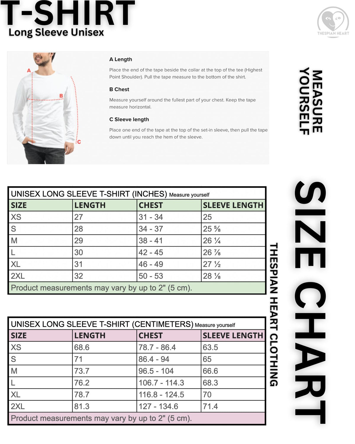 Thespian Heart Clothing Logo + Tagline Unisex Long Sleeve Tee