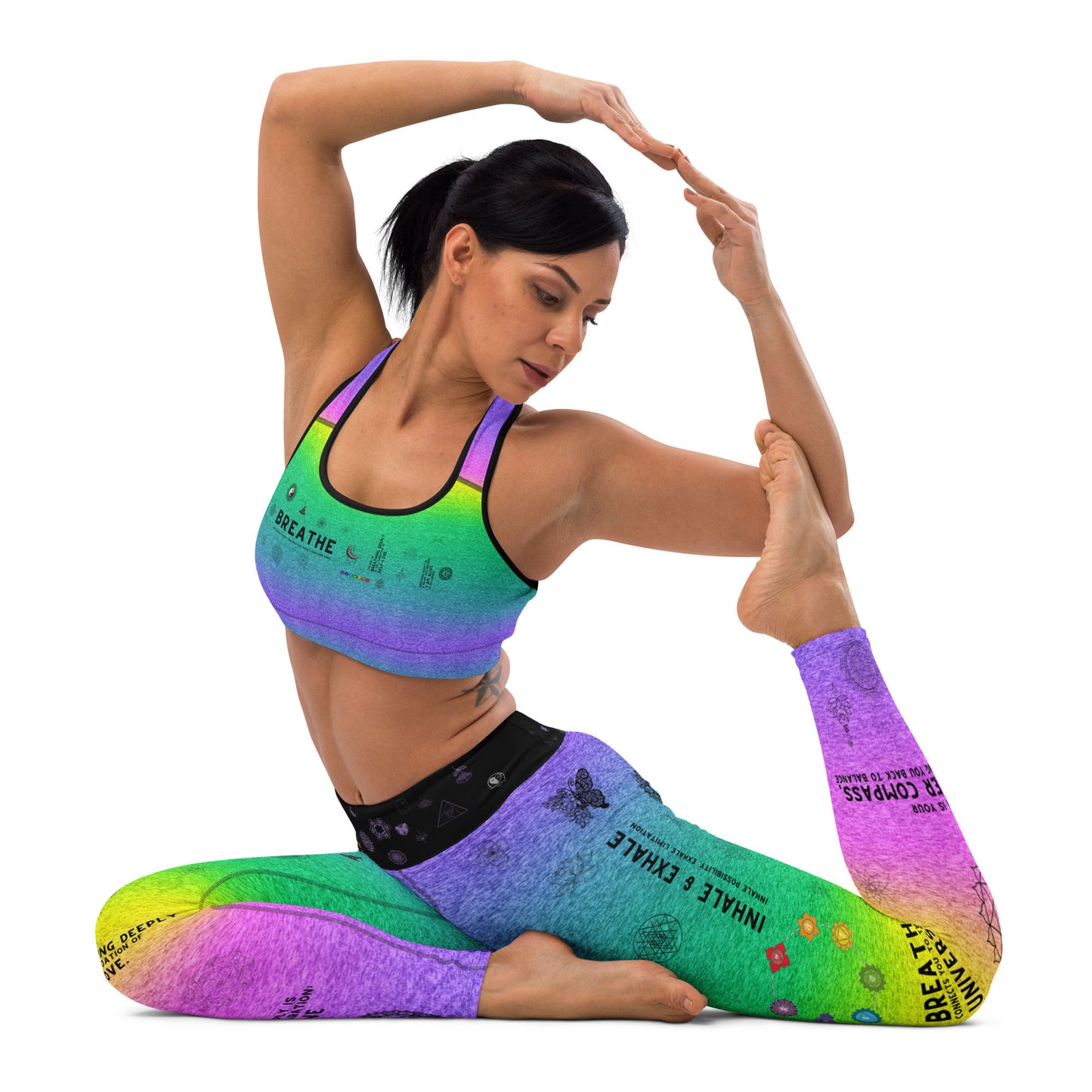 Breathe Inhale Exhale | Colorful | Padded Sports Bra