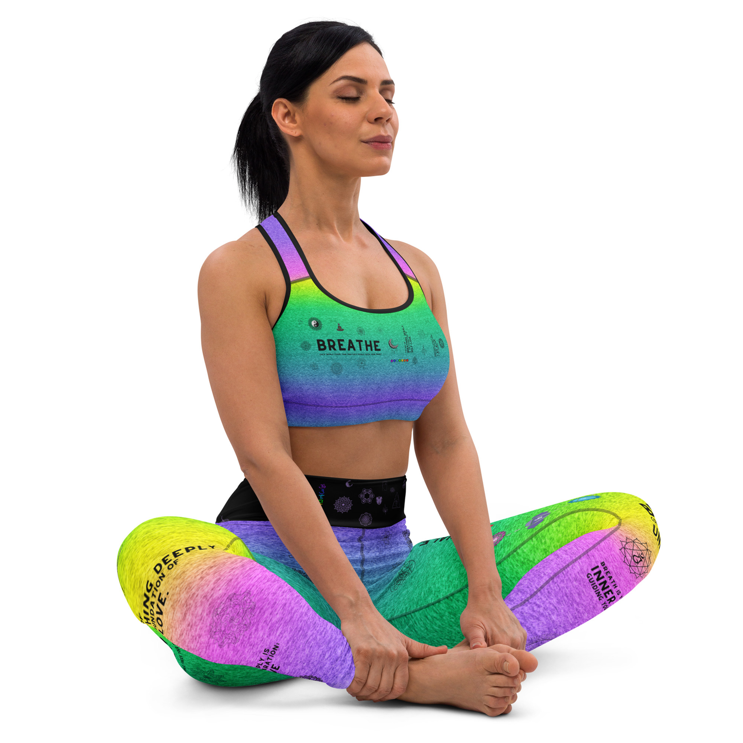 Breathe Inhale Exhale | Colorful | Padded Sports Bra
