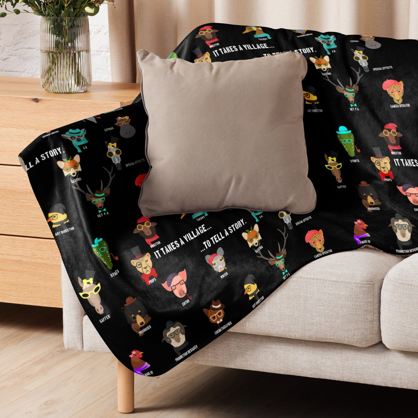 It Takes A Village Animal Style - Sherpa Blanket