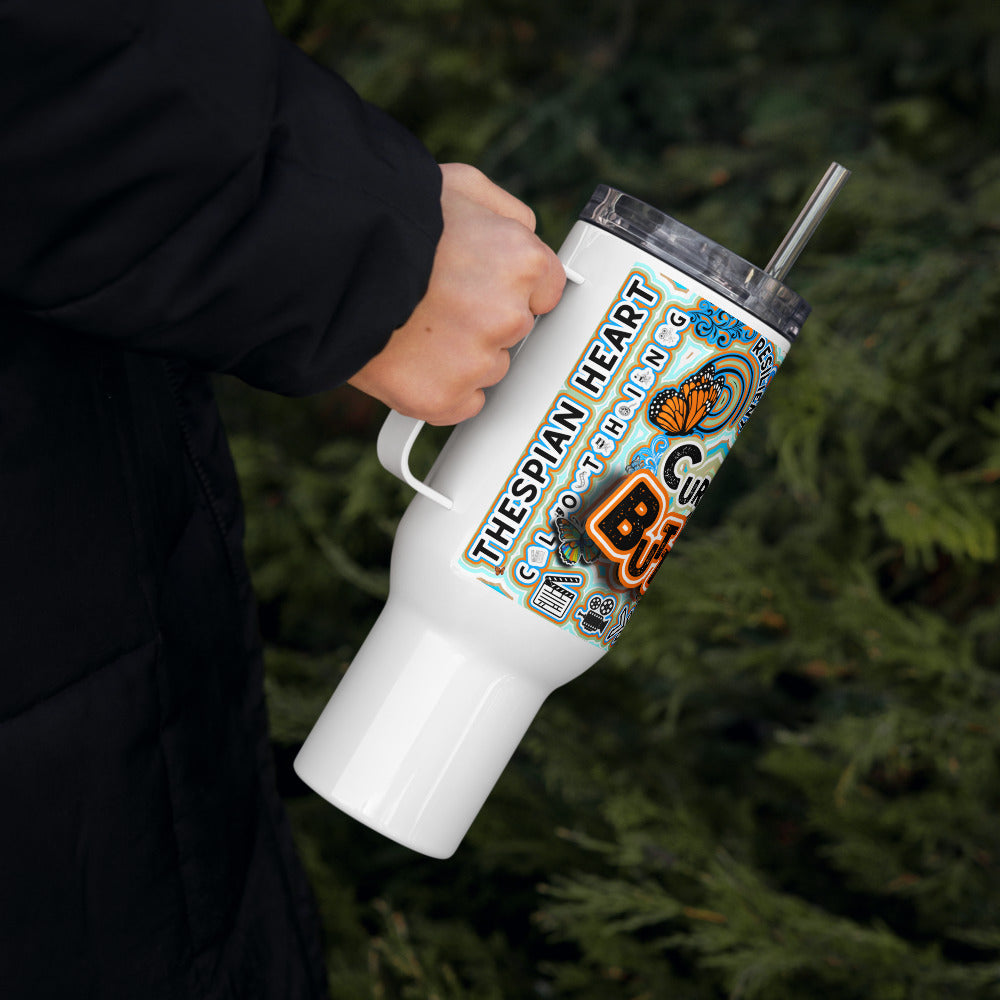 Currently Butterflying 40 oz Travel mug with a handle