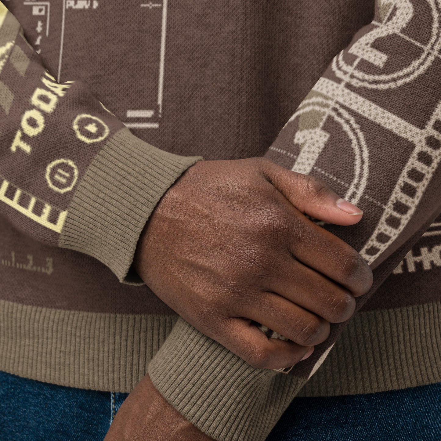 Countdown Sleeves: I Am Enough Brown Knitted Crew Neck Sweater