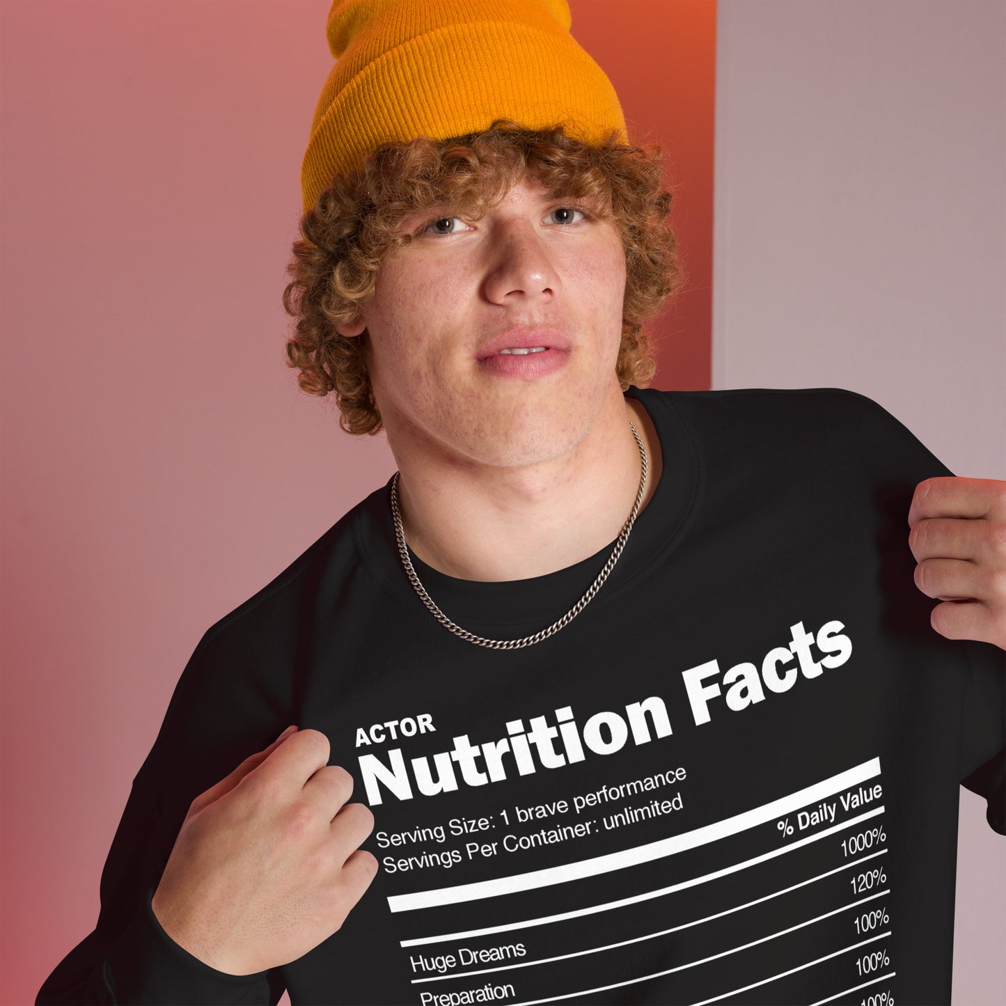 Actor Nutrition Facts - Printed Staple Unisex Crewneck Sweatshirt