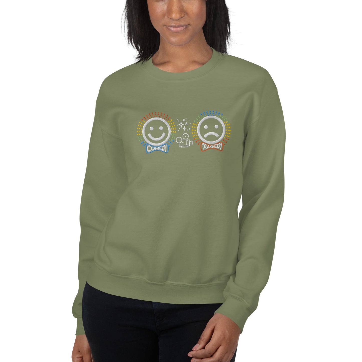 Comedy Tragedy - Embroidered Staple Unisex Crewneck Sweatshirt