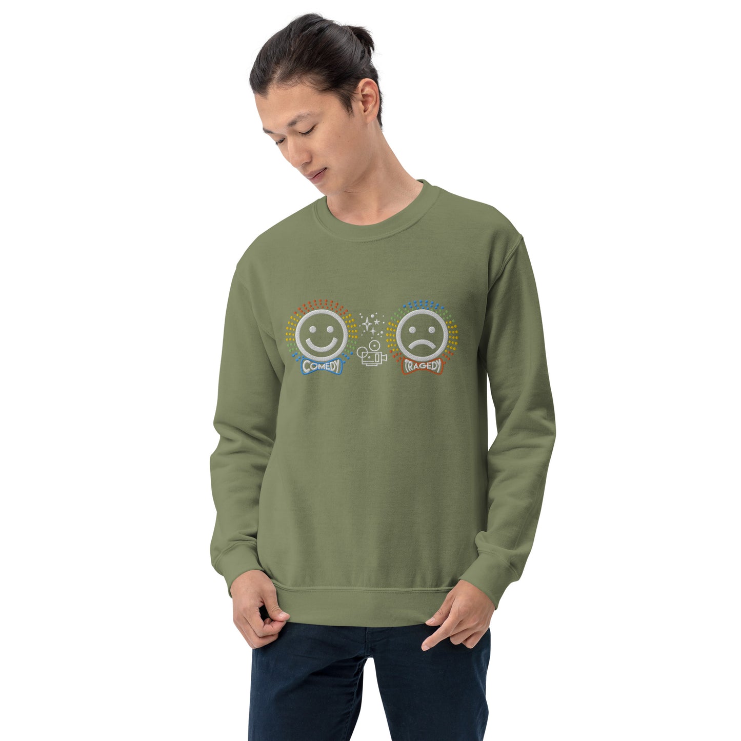Comedy Tragedy - Embroidered Staple Unisex Crewneck Sweatshirt