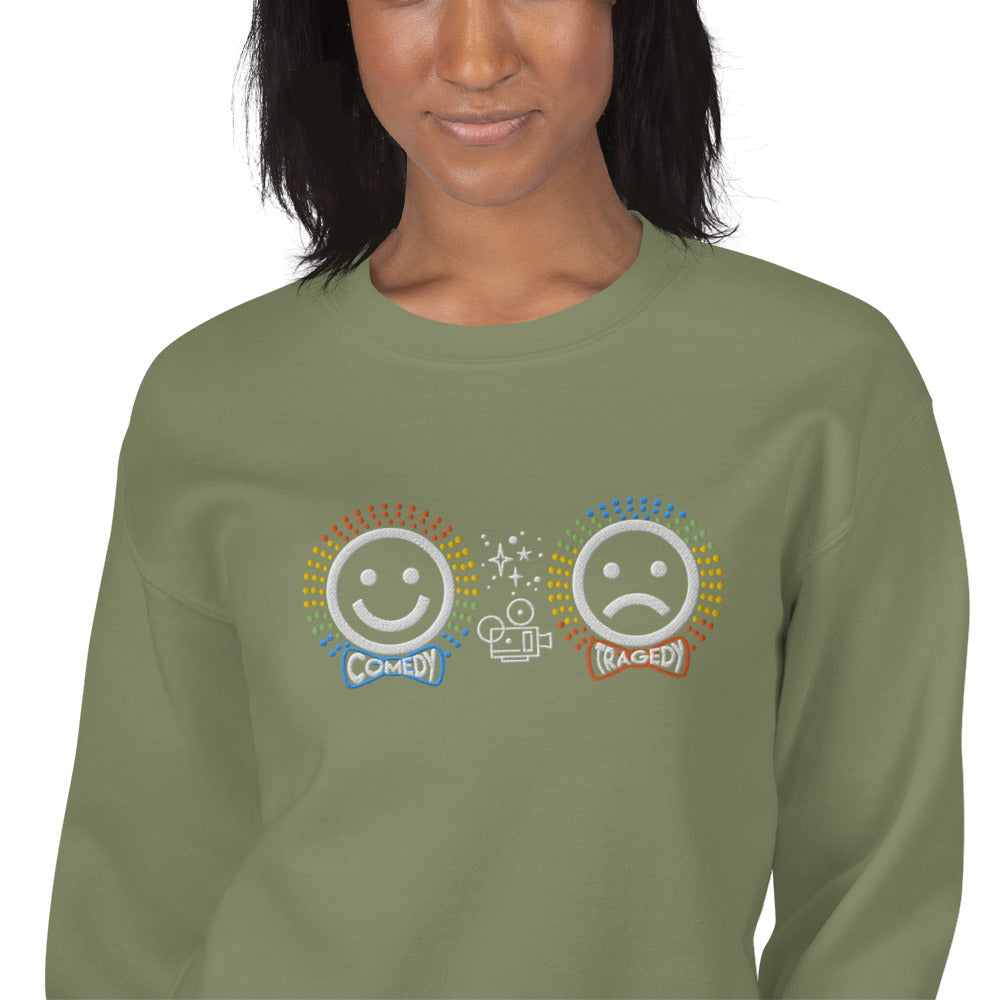Comedy Tragedy - Embroidered Staple Unisex Crewneck Sweatshirt