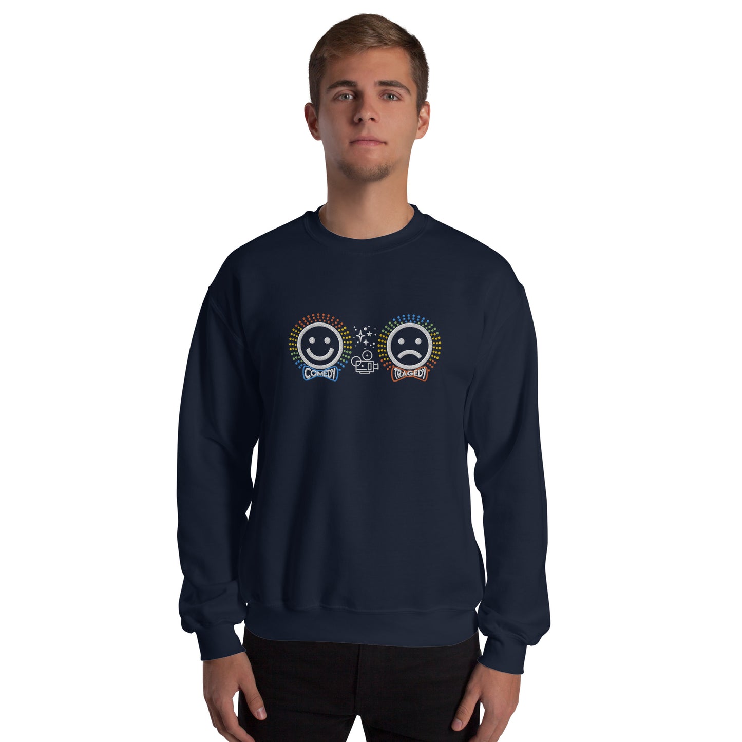 Comedy Tragedy - Embroidered Staple Unisex Crewneck Sweatshirt