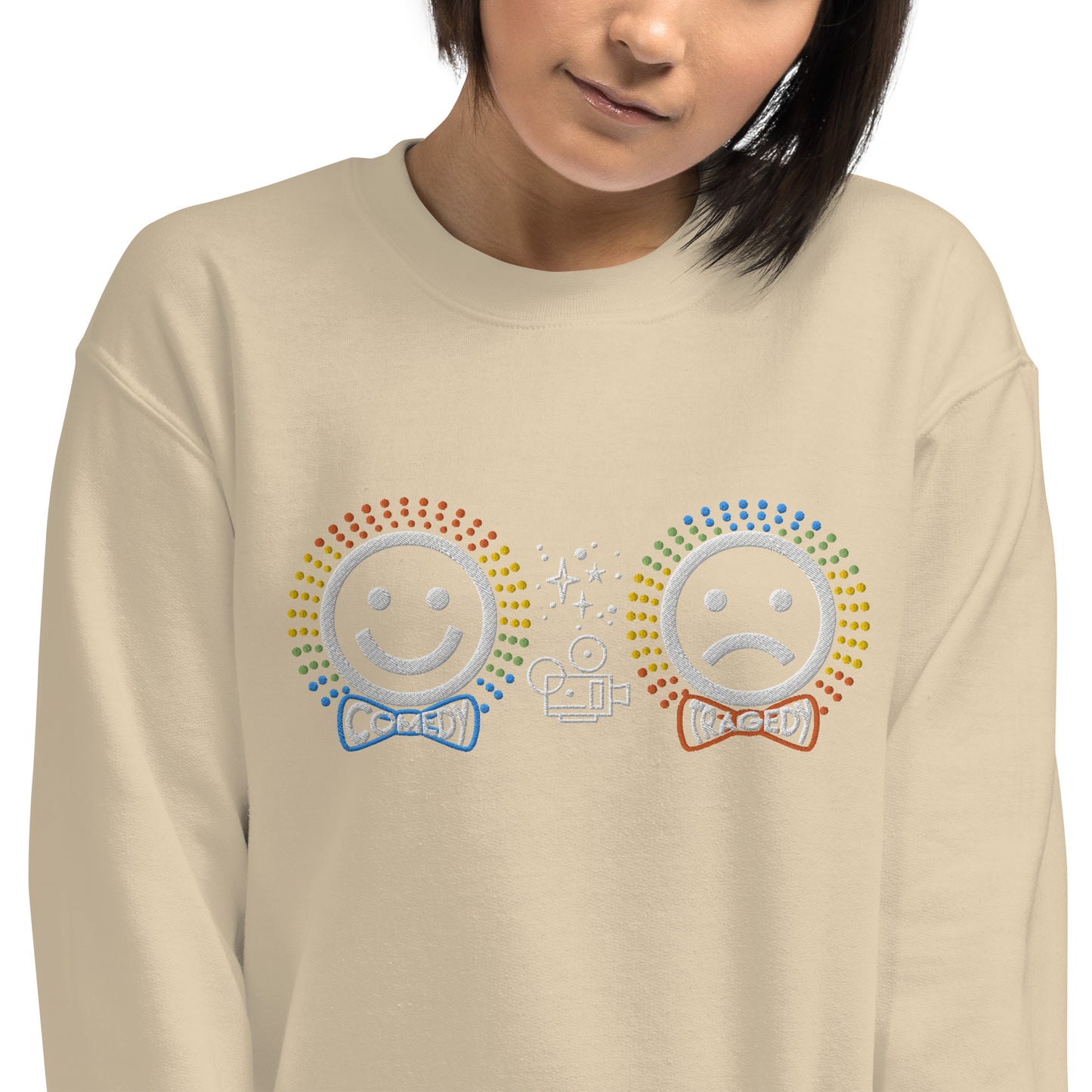 Comedy Tragedy - Embroidered Staple Unisex Crewneck Sweatshirt