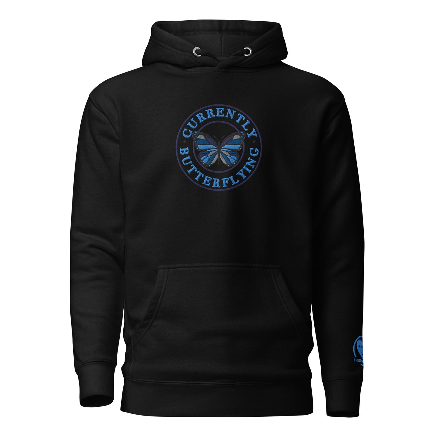 Currently Butterlying - Embroidered Premium Unisex Hoodie