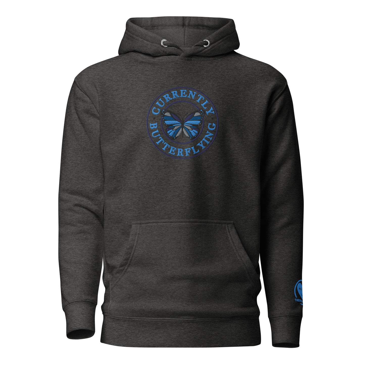 Currently Butterlying - Embroidered Premium Unisex Hoodie