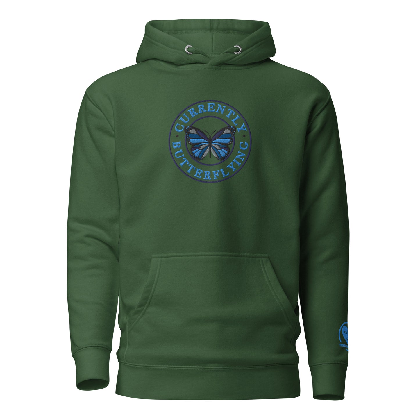 Currently Butterlying - Embroidered Premium Unisex Hoodie