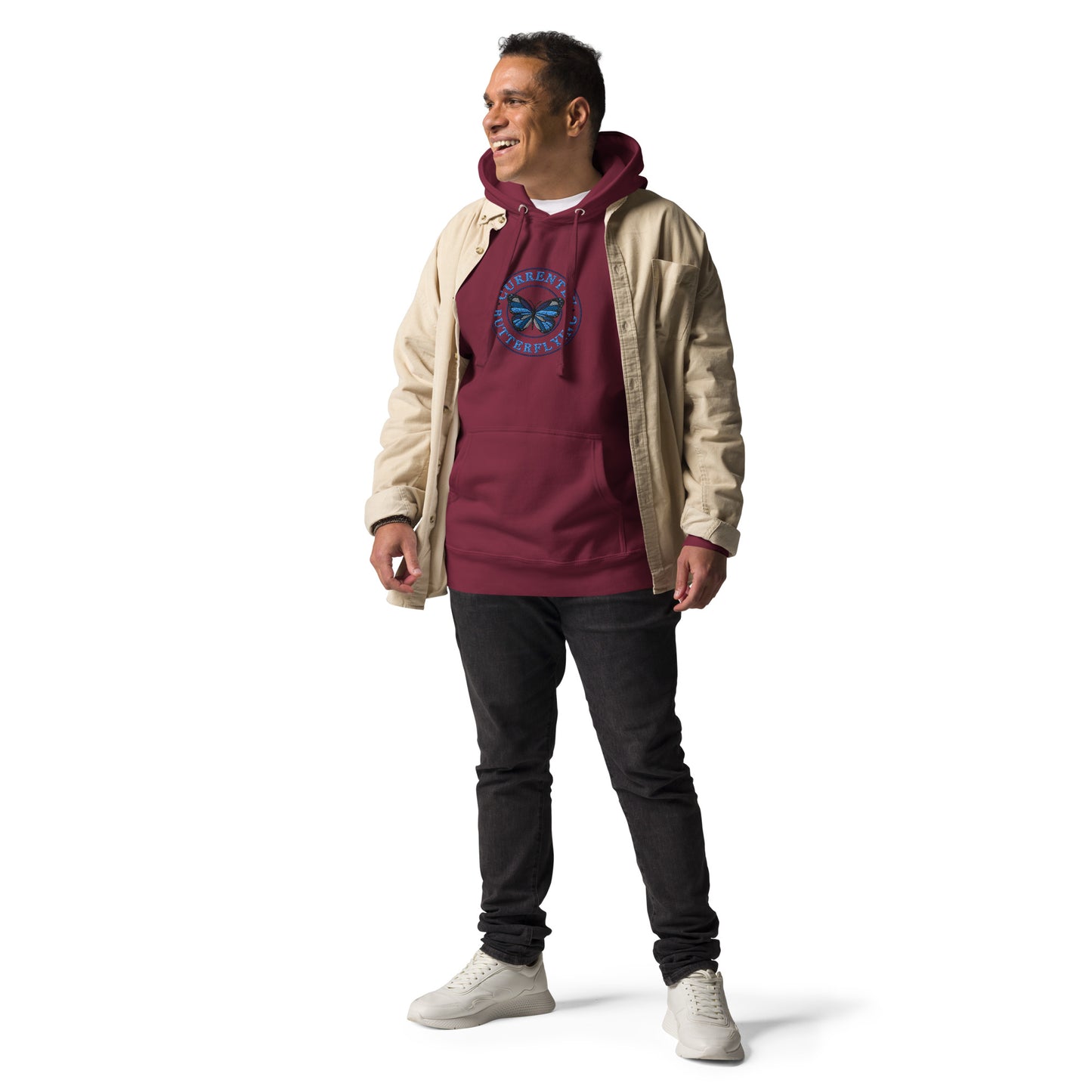 Currently Butterlying - Embroidered Premium Unisex Hoodie