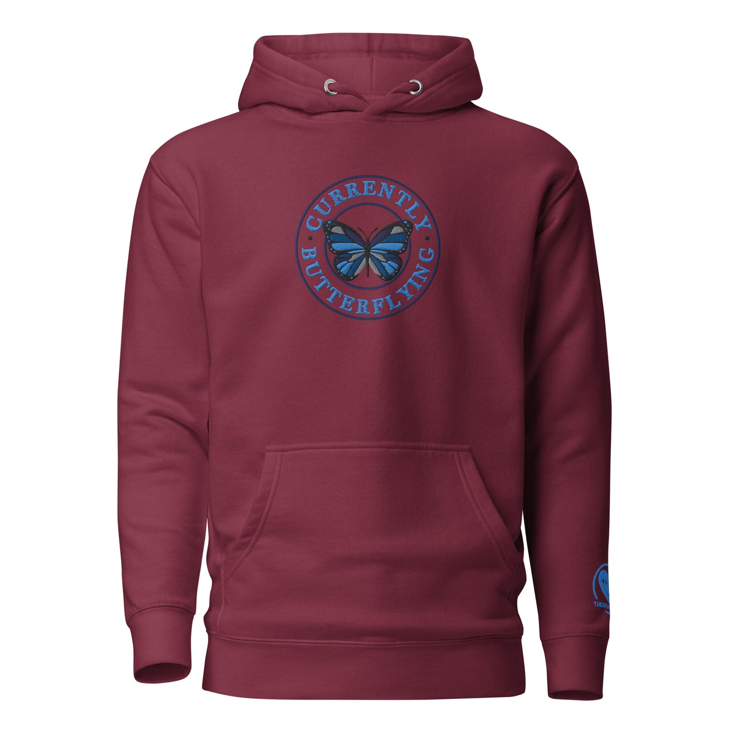 Currently Butterlying - Embroidered Premium Unisex Hoodie