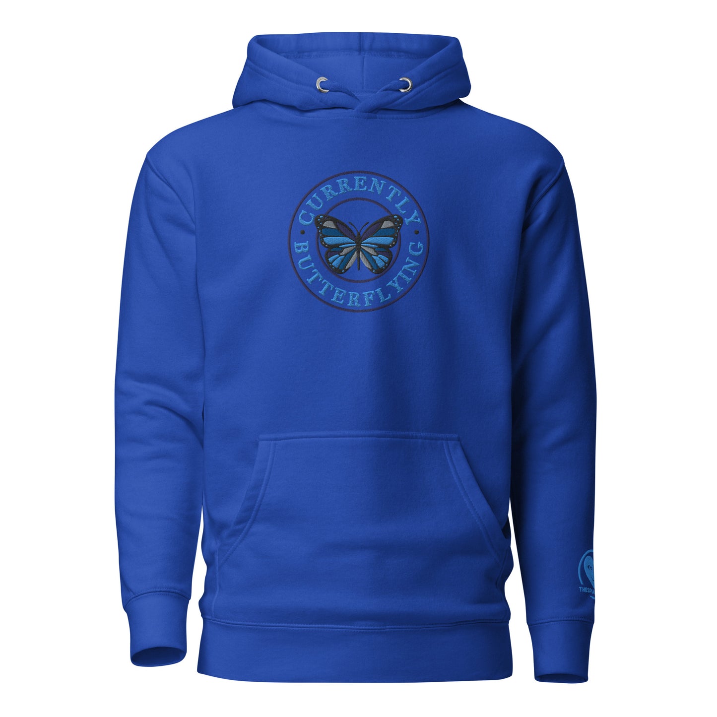 Currently Butterlying - Embroidered Premium Unisex Hoodie