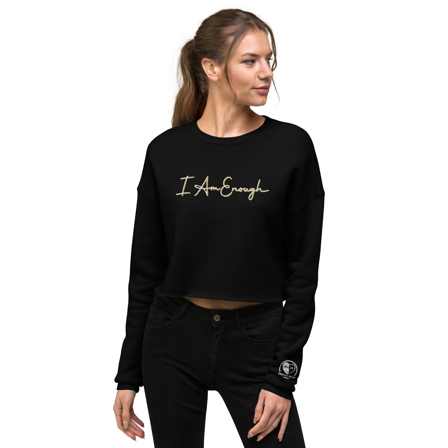 I Am Enough - Embroidered Crop Top Sweatshirt