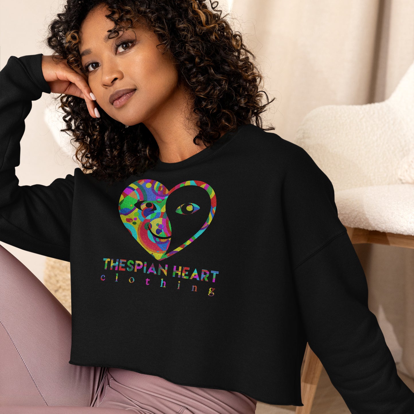 Thespian Heart Logo - Printed Crop Top Sweatshirt