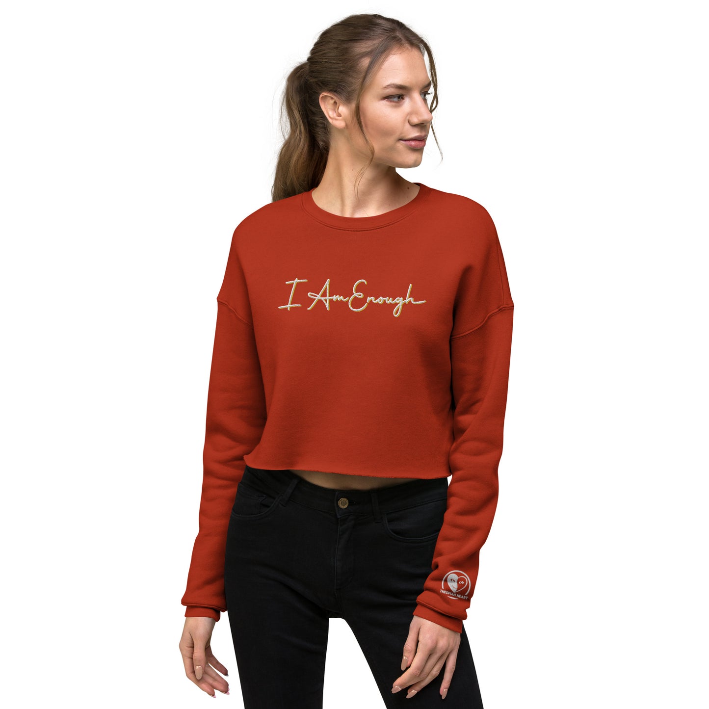 I Am Enough - Embroidered Crop Top Sweatshirt
