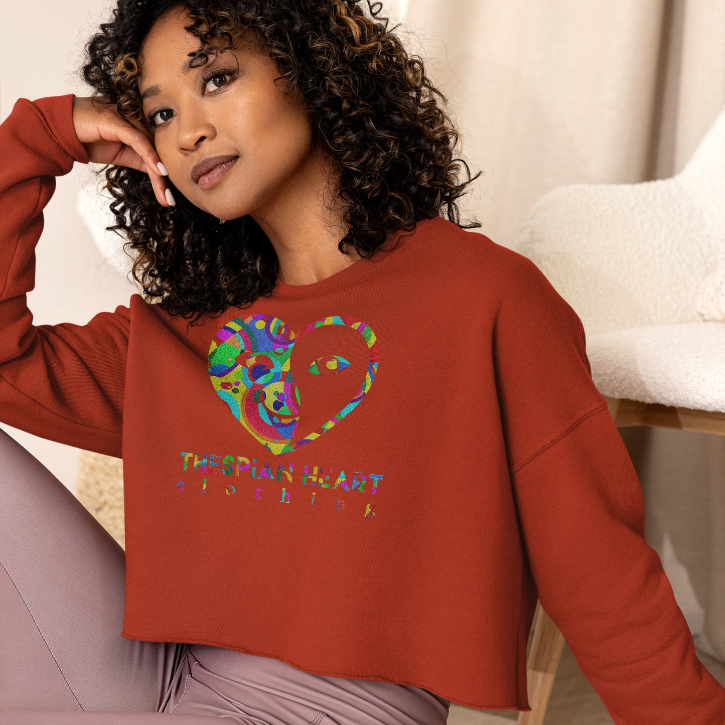 Thespian Heart Logo - Printed Crop Top Sweatshirt