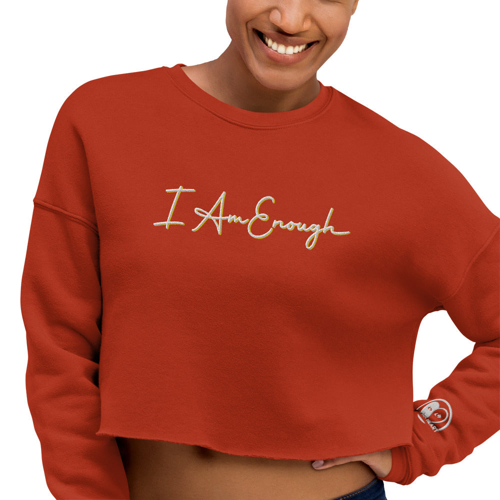 I Am Enough - Embroidered Crop Top Sweatshirt