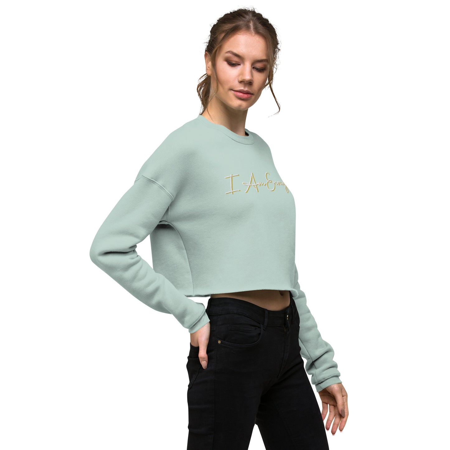 I Am Enough - Embroidered Crop Top Sweatshirt