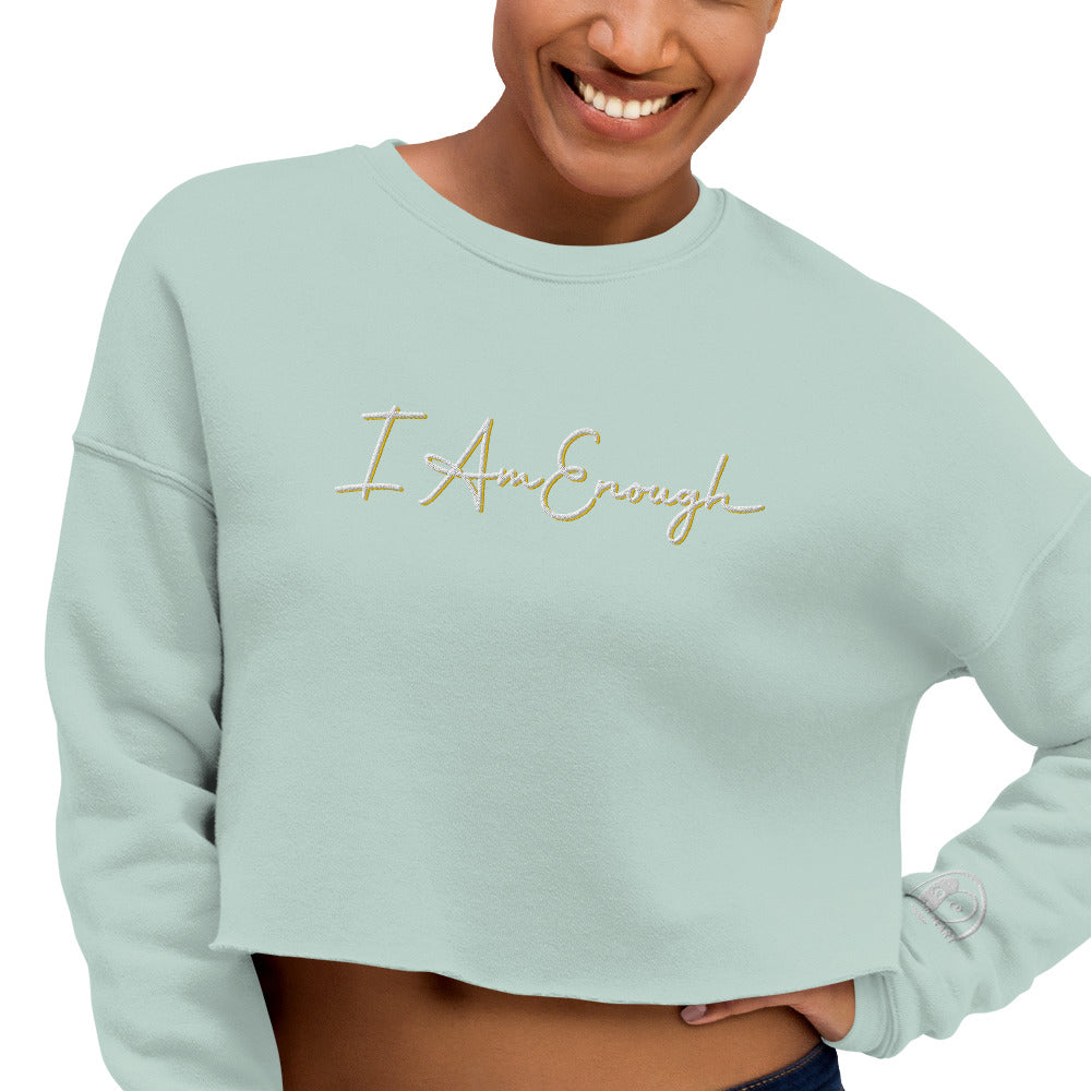 I Am Enough - Embroidered Crop Top Sweatshirt