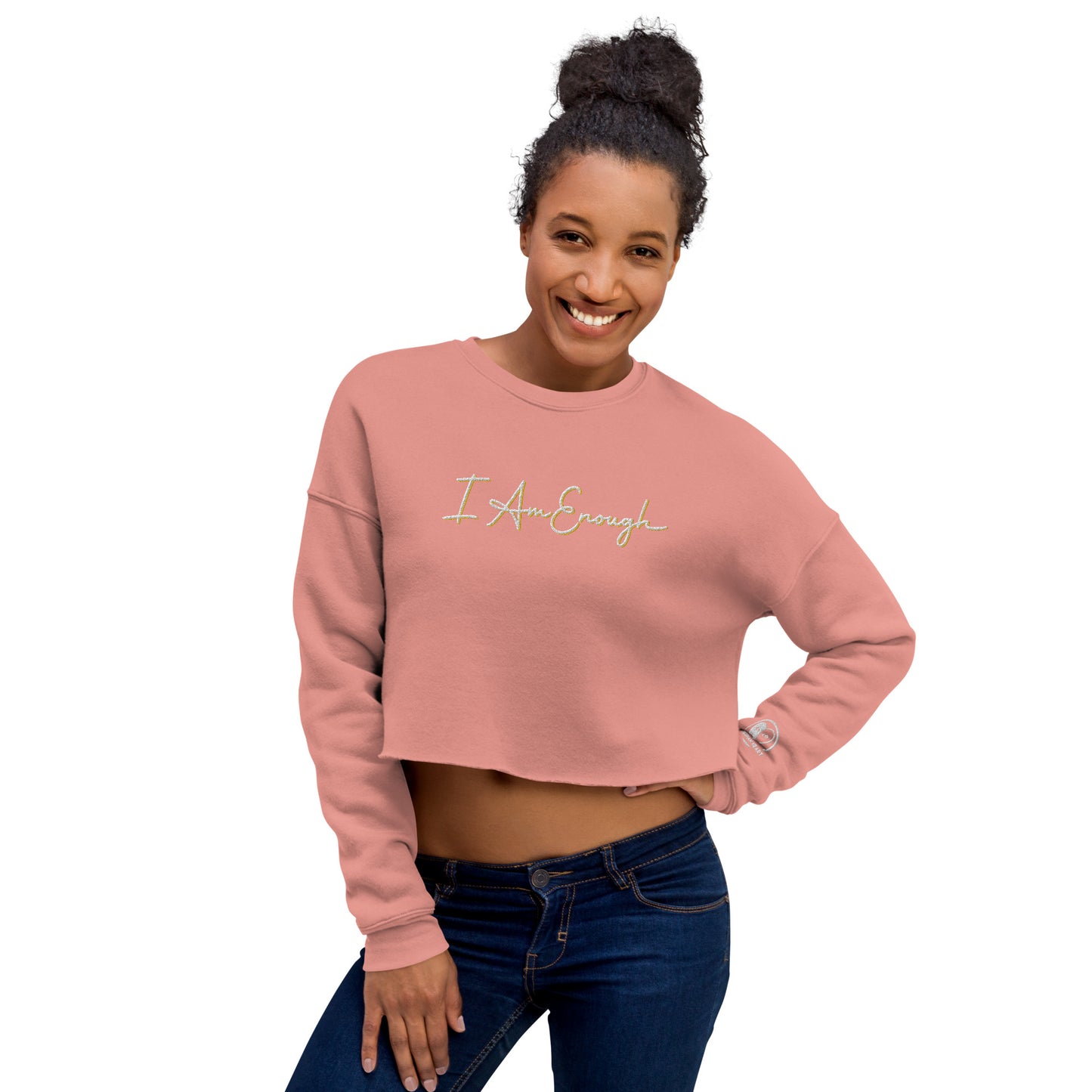 I Am Enough - Embroidered Crop Top Sweatshirt