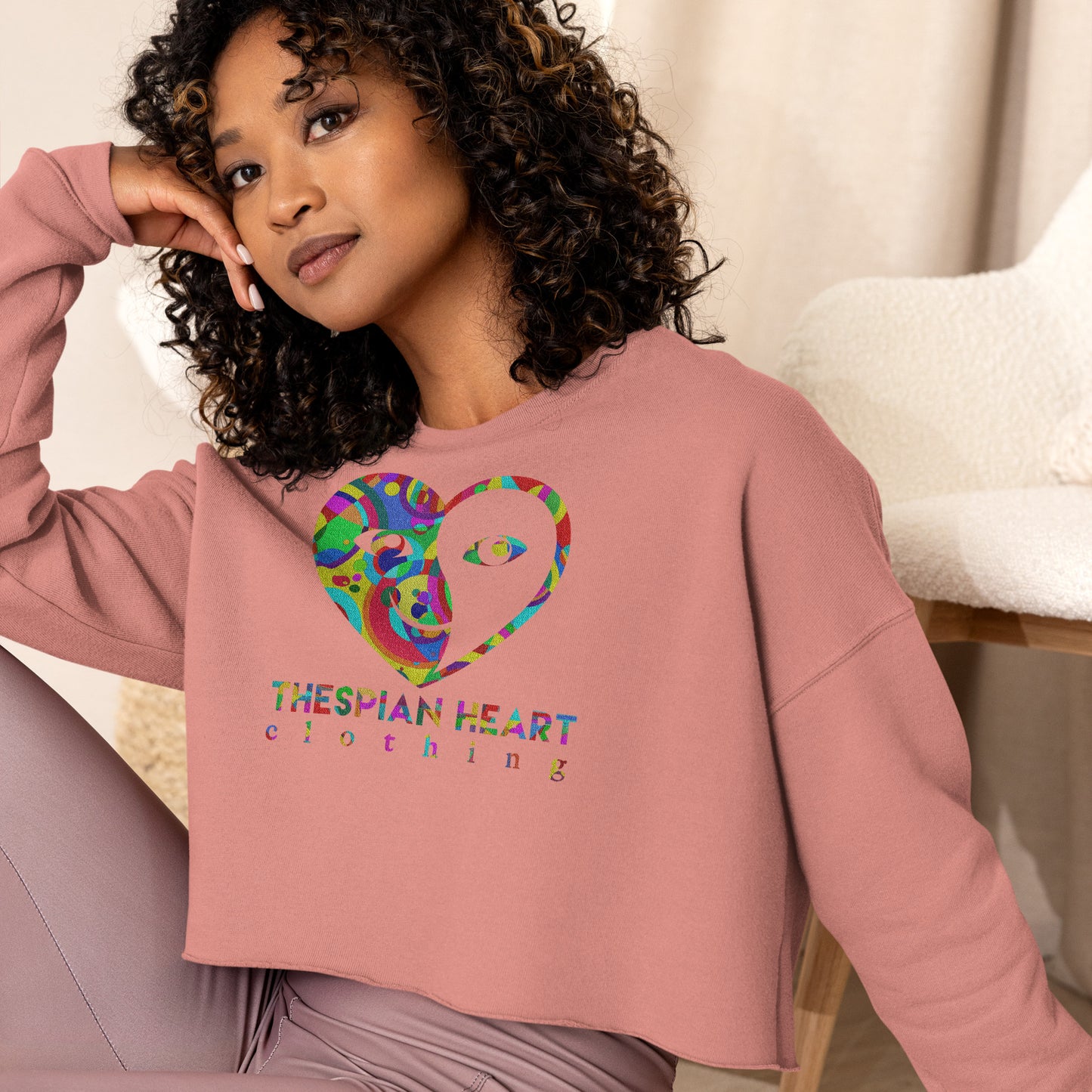 Thespian Heart Logo - Printed Crop Top Sweatshirt