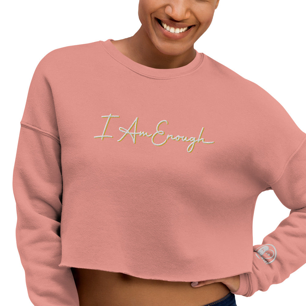I Am Enough - Embroidered Crop Top Sweatshirt