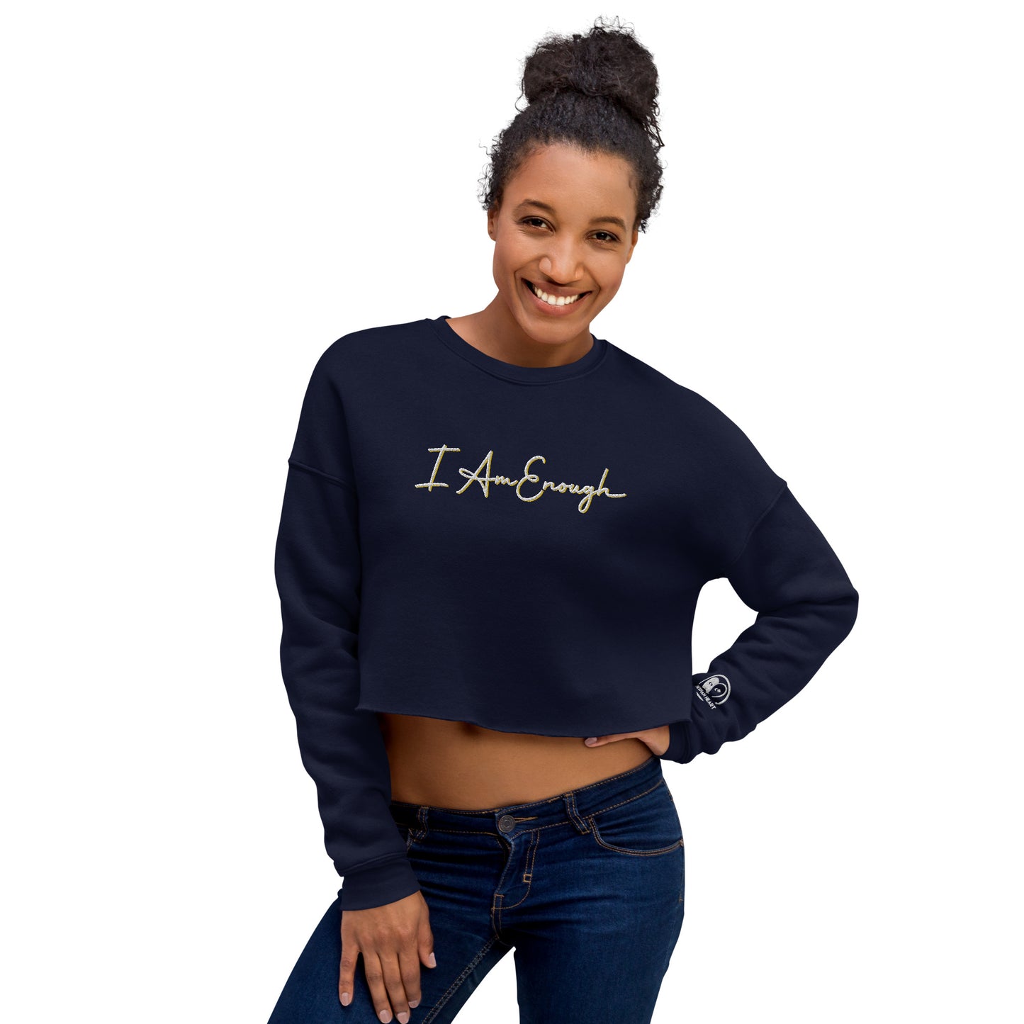 I Am Enough - Embroidered Crop Top Sweatshirt