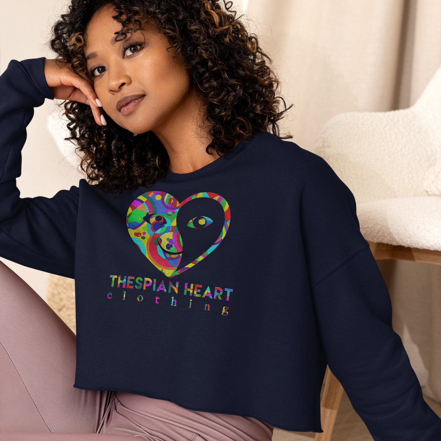 Thespian Heart Logo - Printed Crop Top Sweatshirt