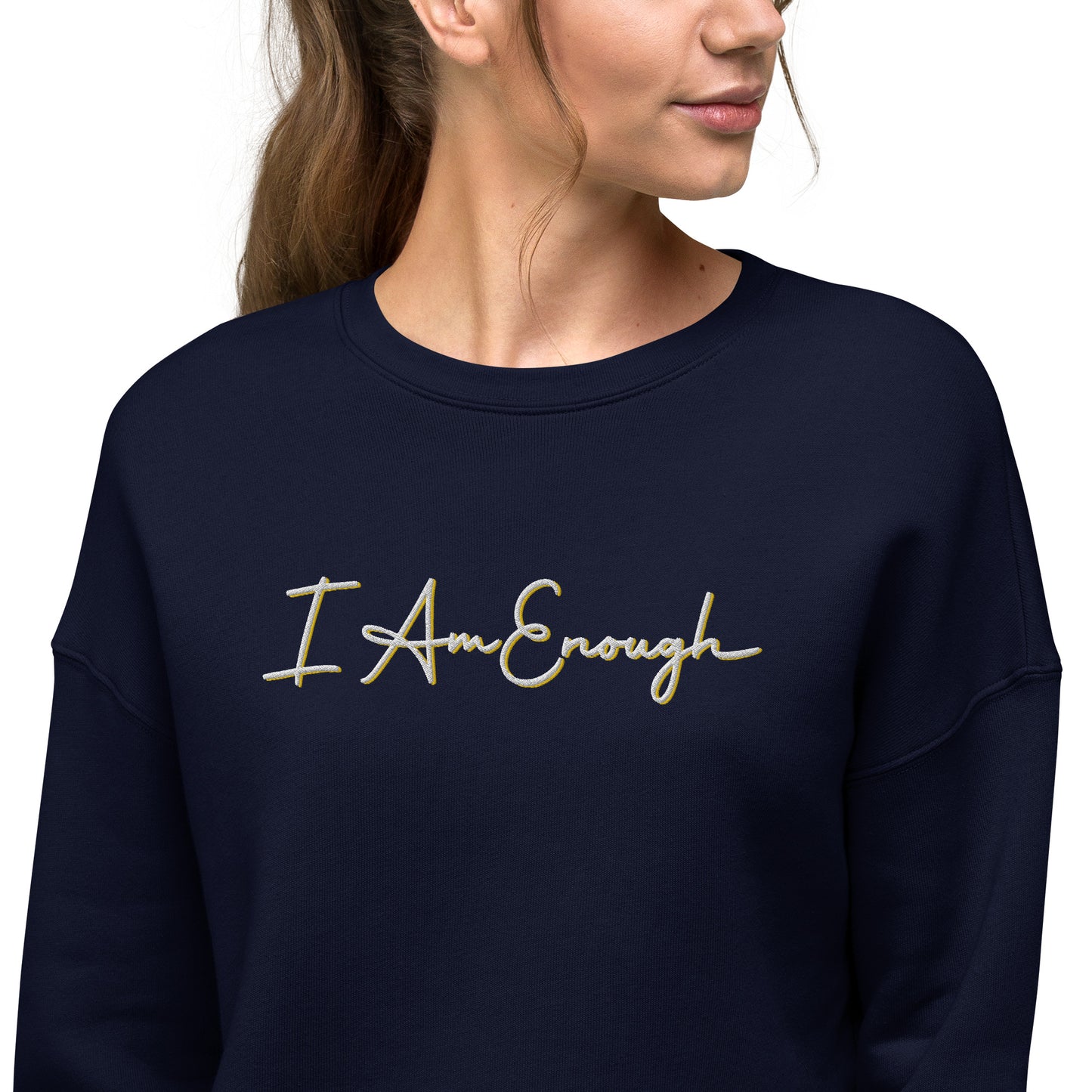 I Am Enough - Embroidered Crop Top Sweatshirt