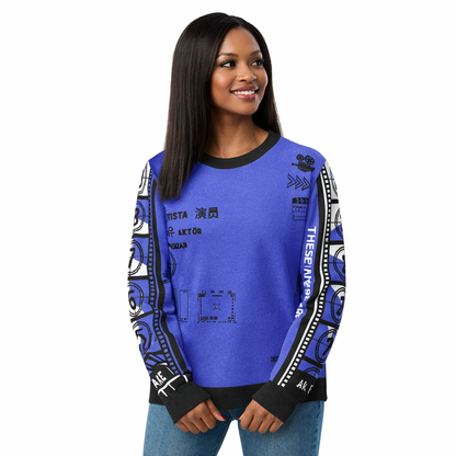 Record: Actor in Languages Royal Blue Knitted crew neck sweater