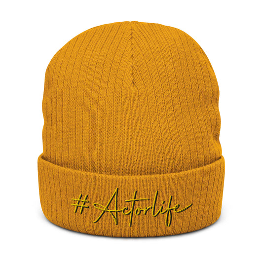 #Actorlife - Embroidered Ribbed knit beanie