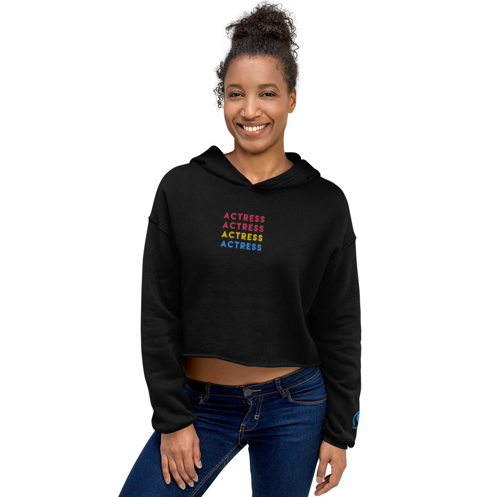 Actress - Colorful Embroidered Crop Top Hoodie