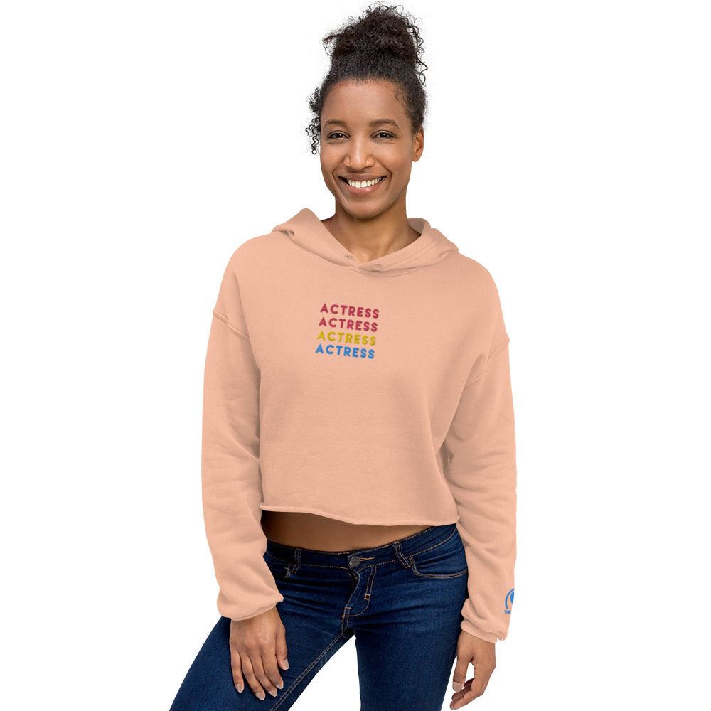 Actress - Colorful Embroidered Crop Top Hoodie