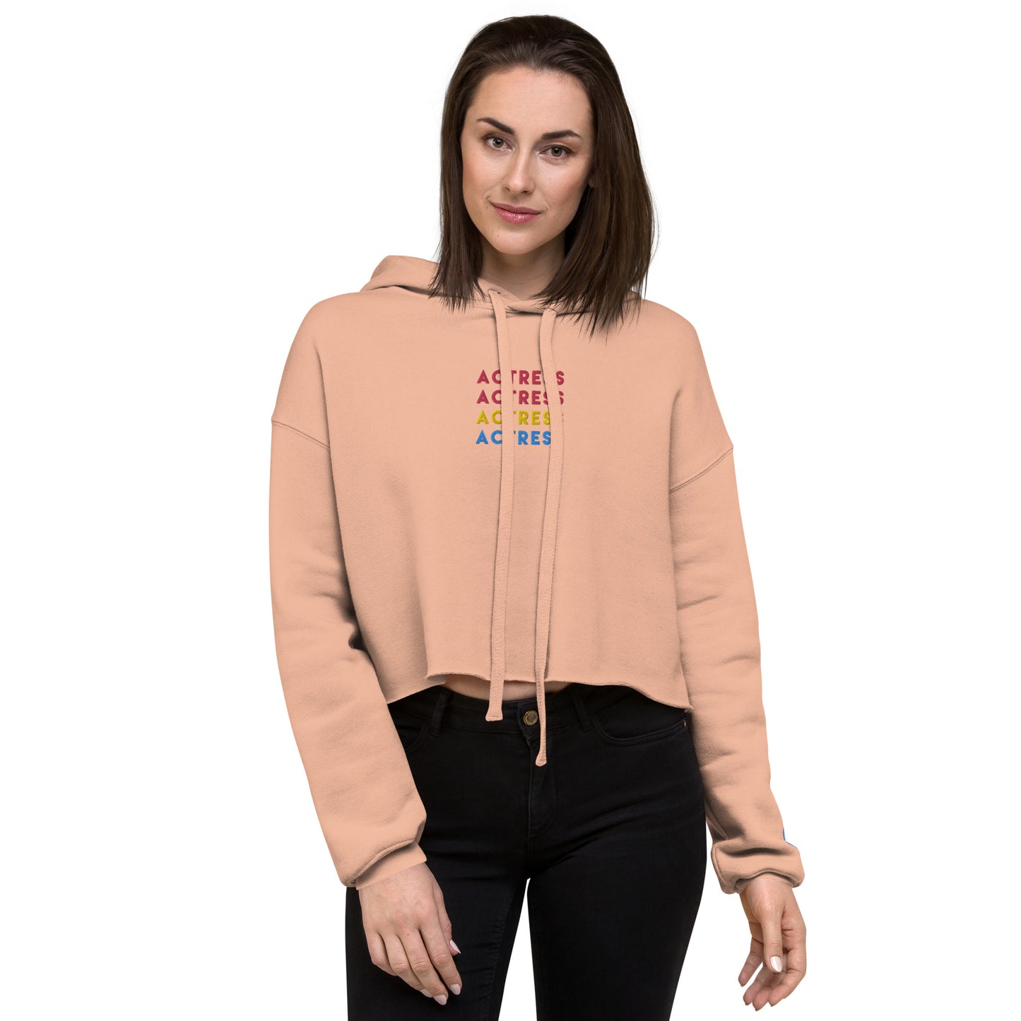 Actress - Colorful Embroidered Crop Top Hoodie