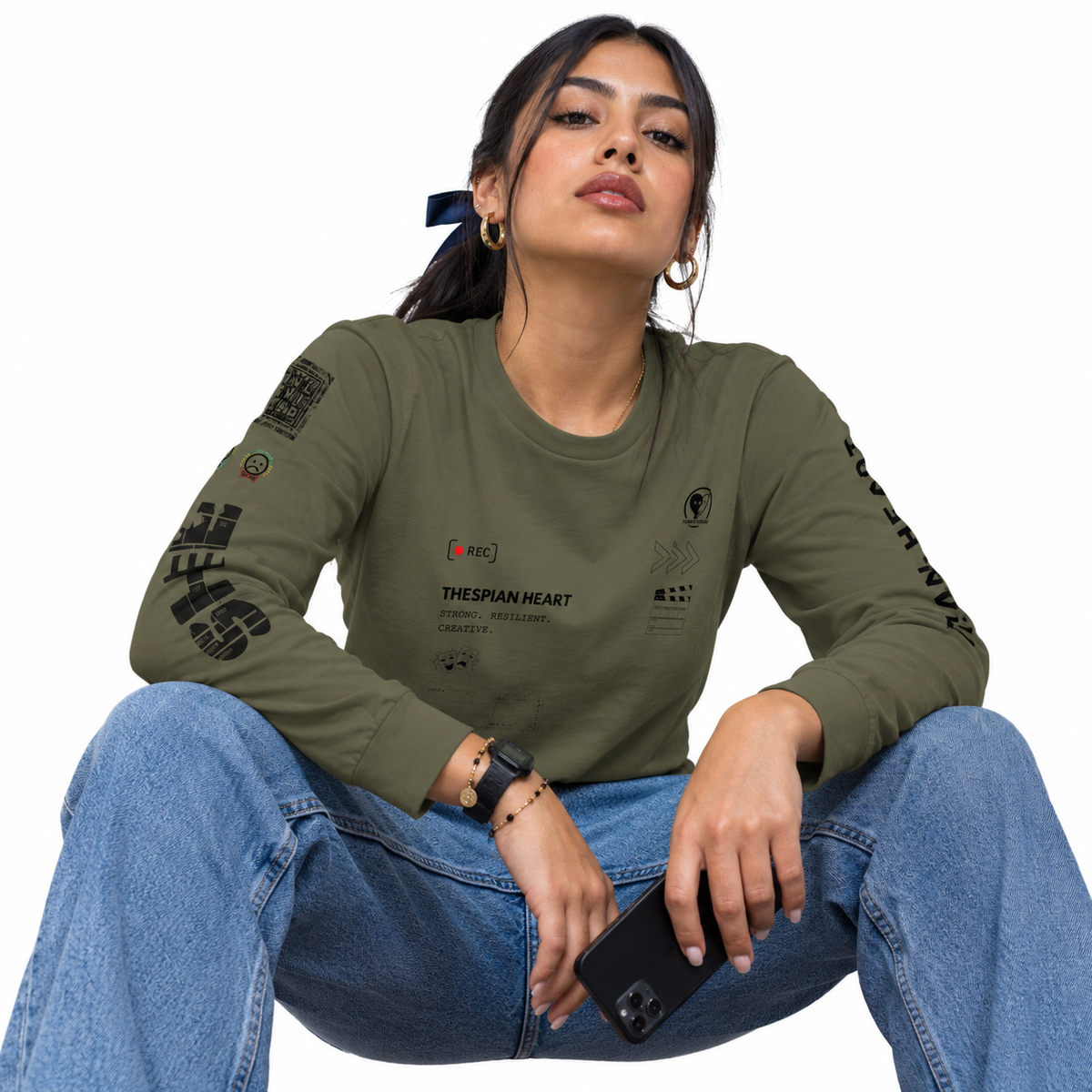 Thespian Heart Clothing Logo + Tagline Unisex Long Sleeve Tee