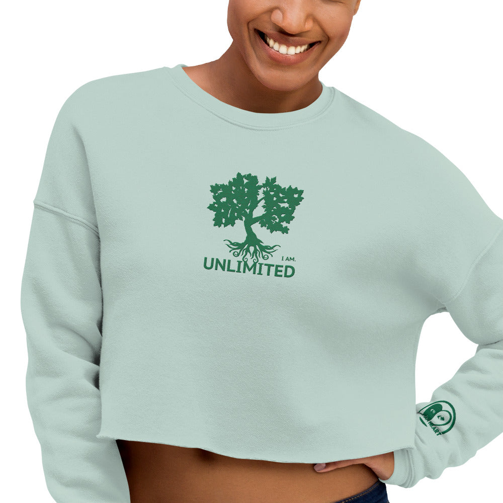 I Am Unlimited Tree - Embroidered Crop Top Sweatshirt