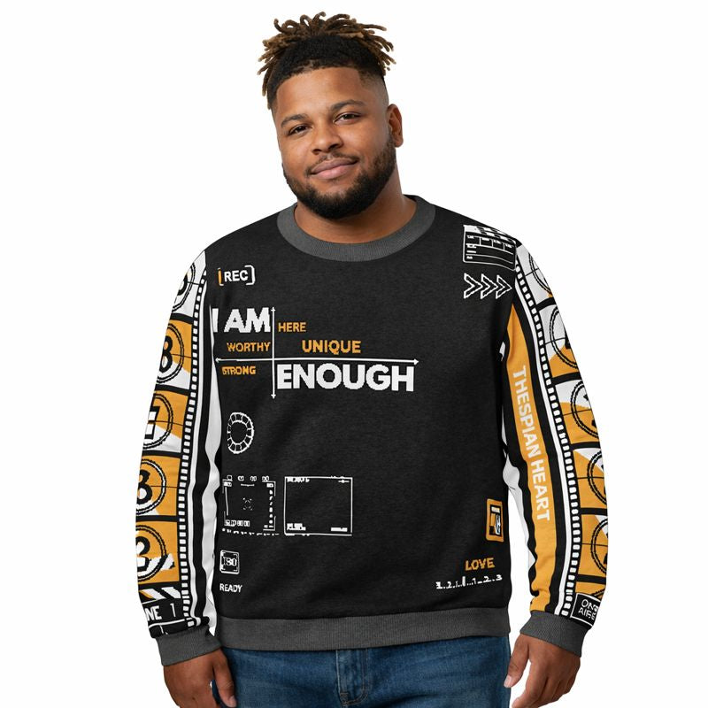 Record: I Am Enough Knitted Black Yellow White Crew Neck sweater
