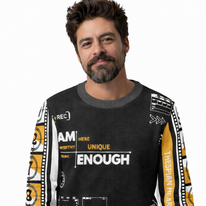 Record: I Am Enough Knitted Black Yellow White Crew Neck sweater
