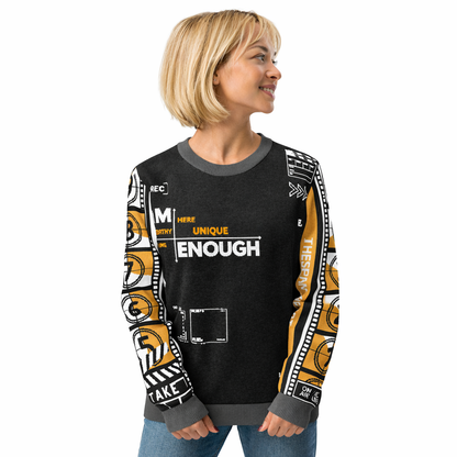 Record: I Am Enough Knitted Black Yellow White Crew Neck sweater