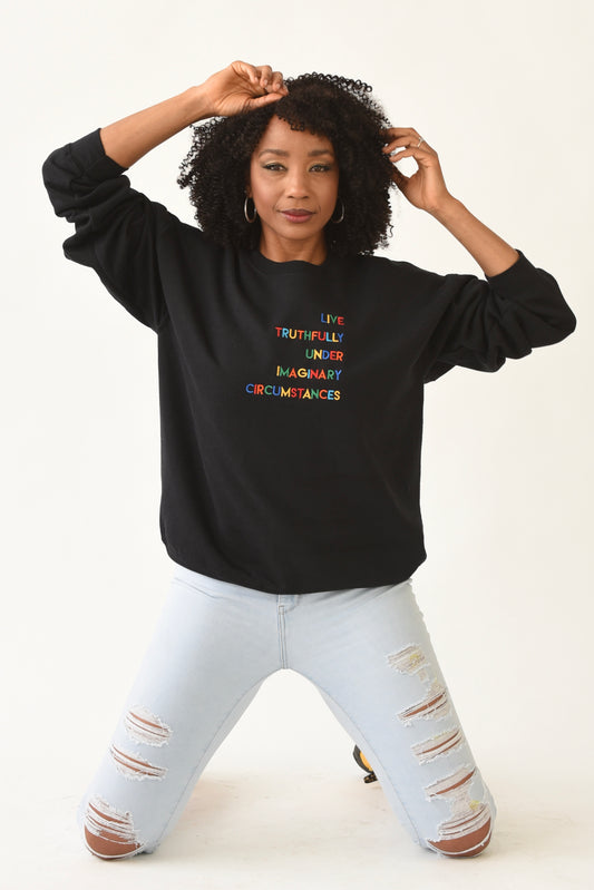 Live Truthfully Colorful - Embroidered Staple Unisex Crewneck Sweatshirt