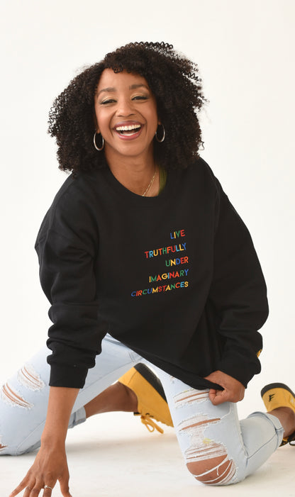Live Truthfully Colorful - Embroidered Staple Unisex Crewneck Sweatshirt