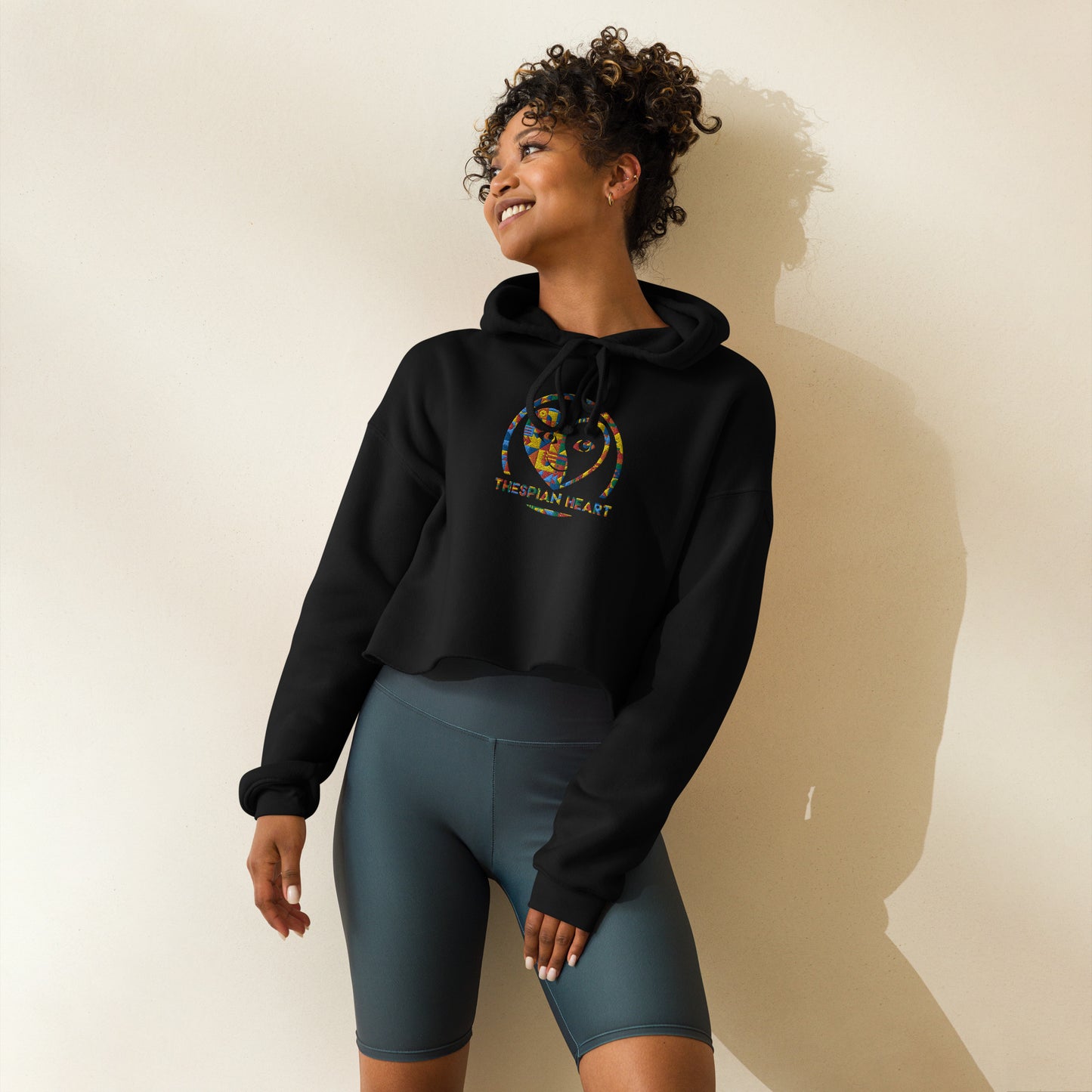 Thespian Heart Logo - Colorful Embroidered Crop Top Hoodie