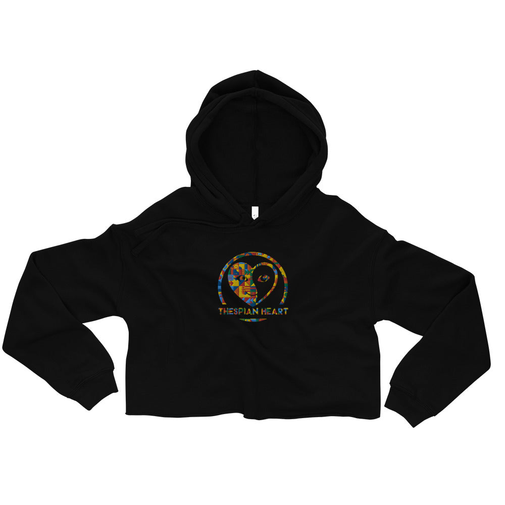 Thespian Heart Logo - Colorful Embroidered Crop Top Hoodie