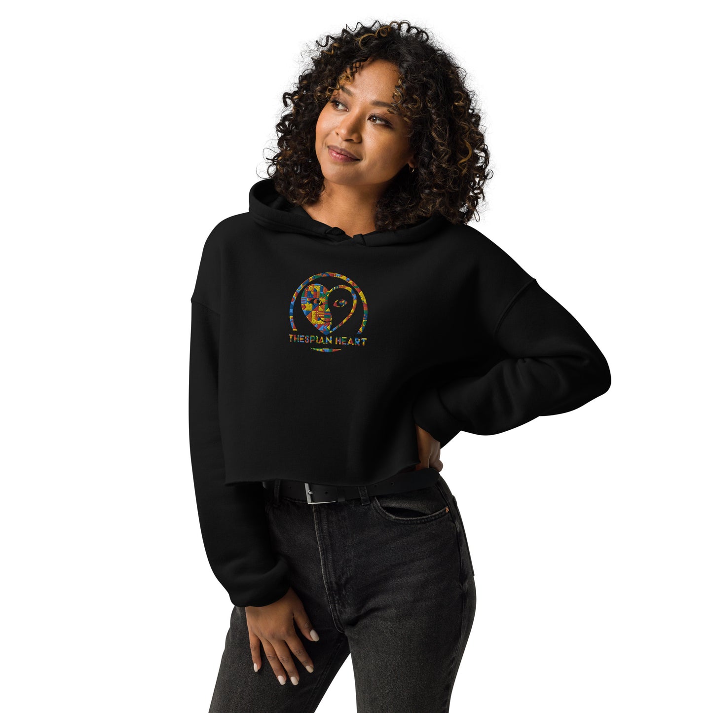 Thespian Heart Logo - Colorful Embroidered Crop Top Hoodie