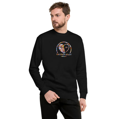 Thespian Heart Logo - Colorful Embroidery Unisex Premium Crewneck Sweatshirt